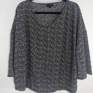 LANE BRYANT Outlet Polka Dot V-neck 3/4 Sleeve Top